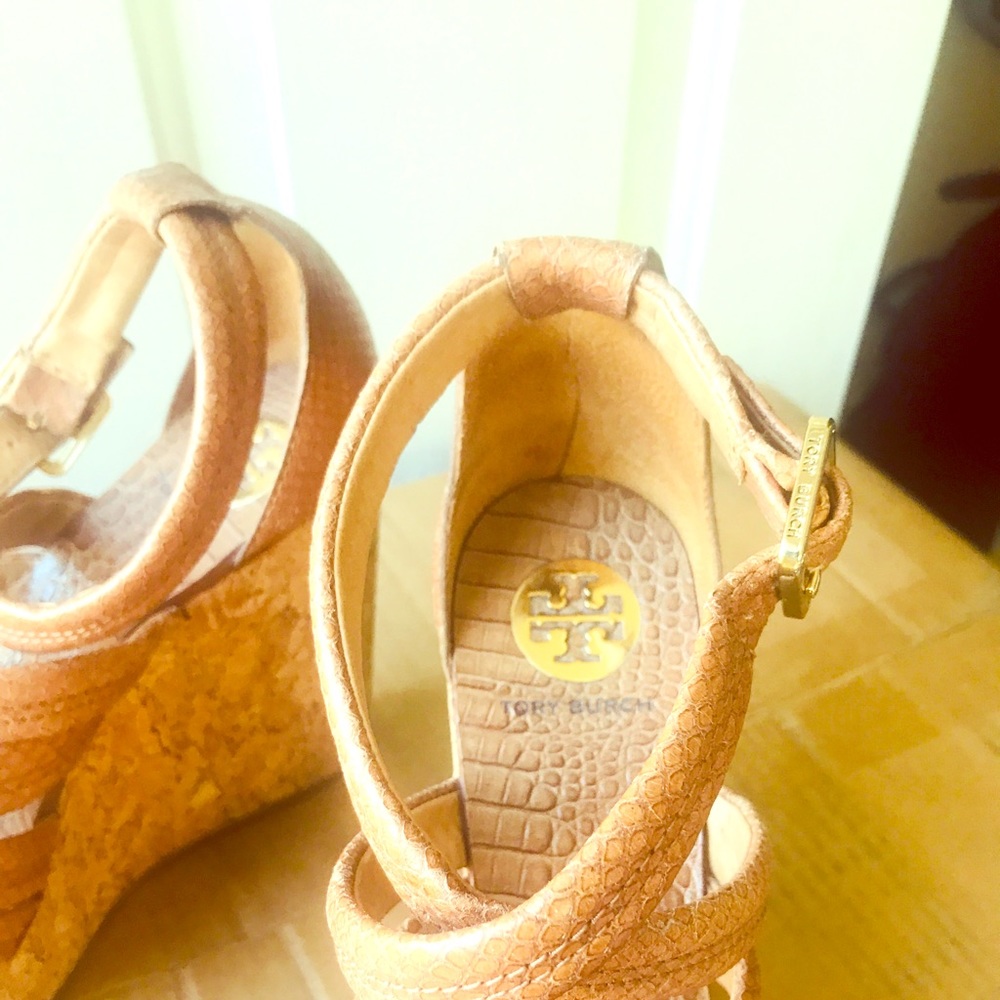Tory Burch brown leather wedges